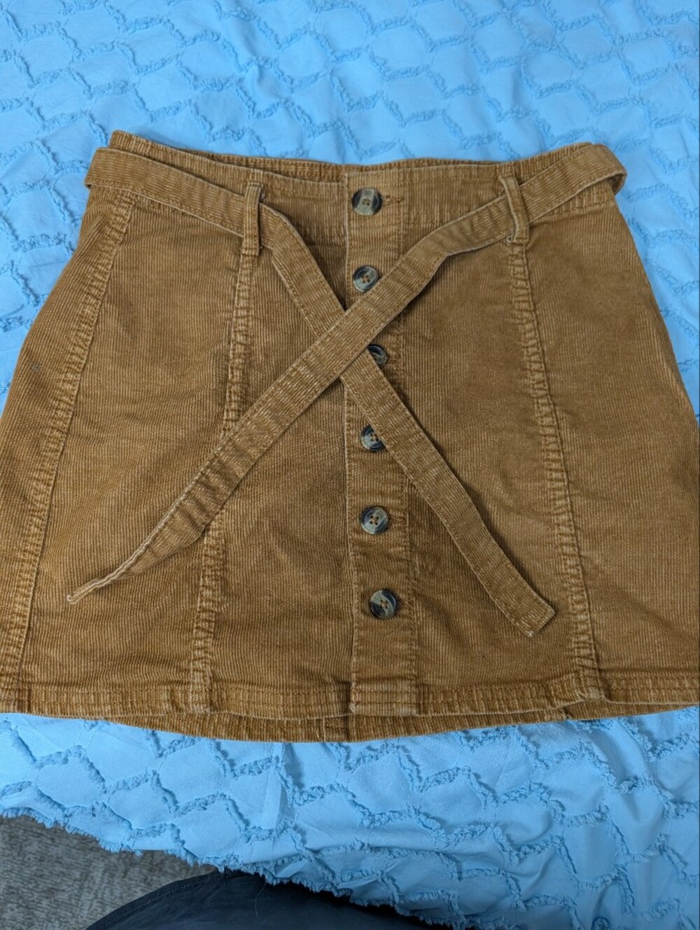 American Eagle Outfitters Camel Brown Corduroy Button-Front Mini Skirt